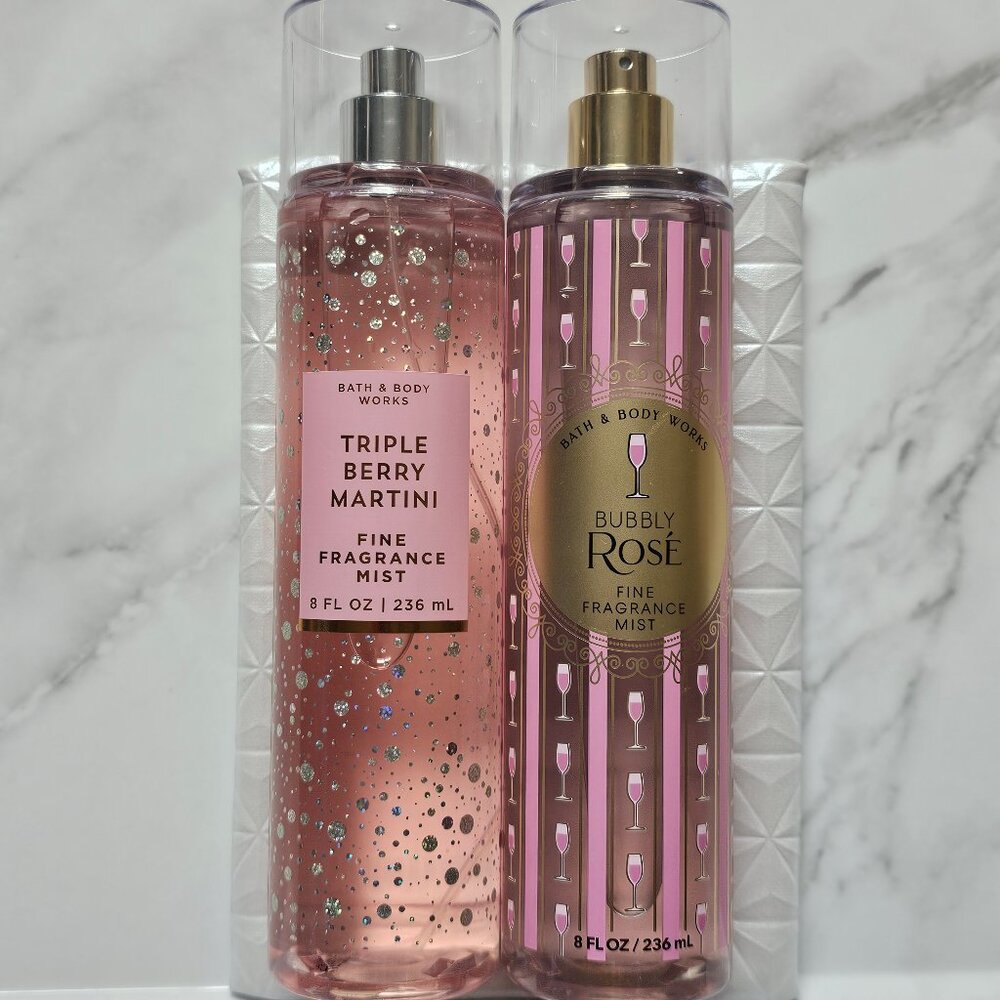 Bath & Body Works BUBBLY ROSE + TRIPLE BERRY MARTINI Fragrance Mists (8 oz. ea.) - Picture 1 of 3